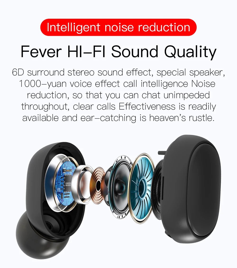 E6s Tws Fone Bluetooth - compatible Earphones Wireless Hands Free Noise Cancelling Headset - RealmSelect
