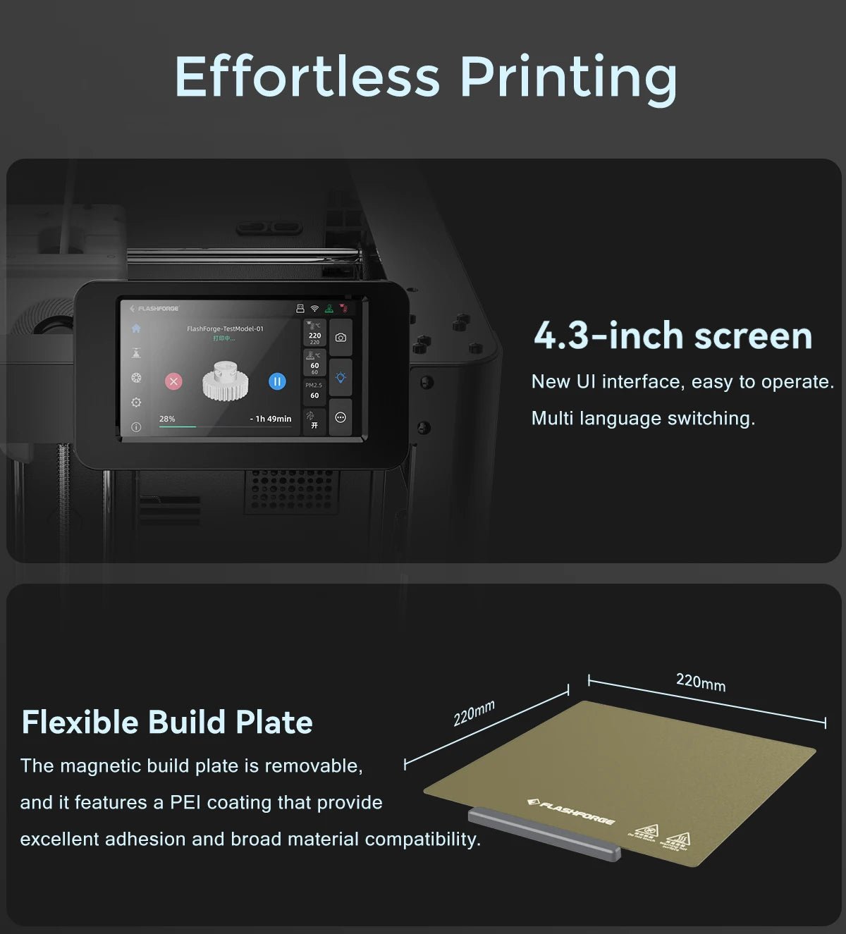 Flashforge Adventurer 5M FDM 3D Printer DIY Kit Max 600mm/s Fast High Speed Printing Out Of Box Quick Detachable Nozzle Dual fan - RealmSelect