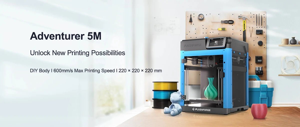Flashforge Adventurer 5M FDM 3D Printer DIY Kit Max 600mm/s Fast High Speed Printing Out Of Box Quick Detachable Nozzle Dual fan - RealmSelect