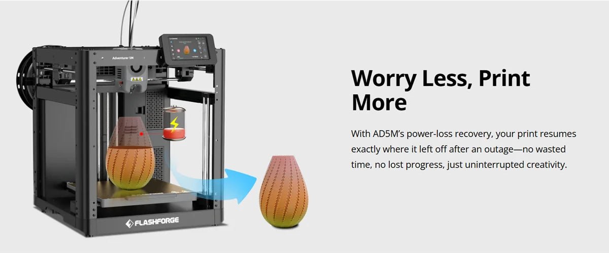 Flashforge Adventurer 5M FDM 3D Printer DIY Kit Max 600mm/s Fast High Speed Printing Out Of Box Quick Detachable Nozzle Dual fan - RealmSelect