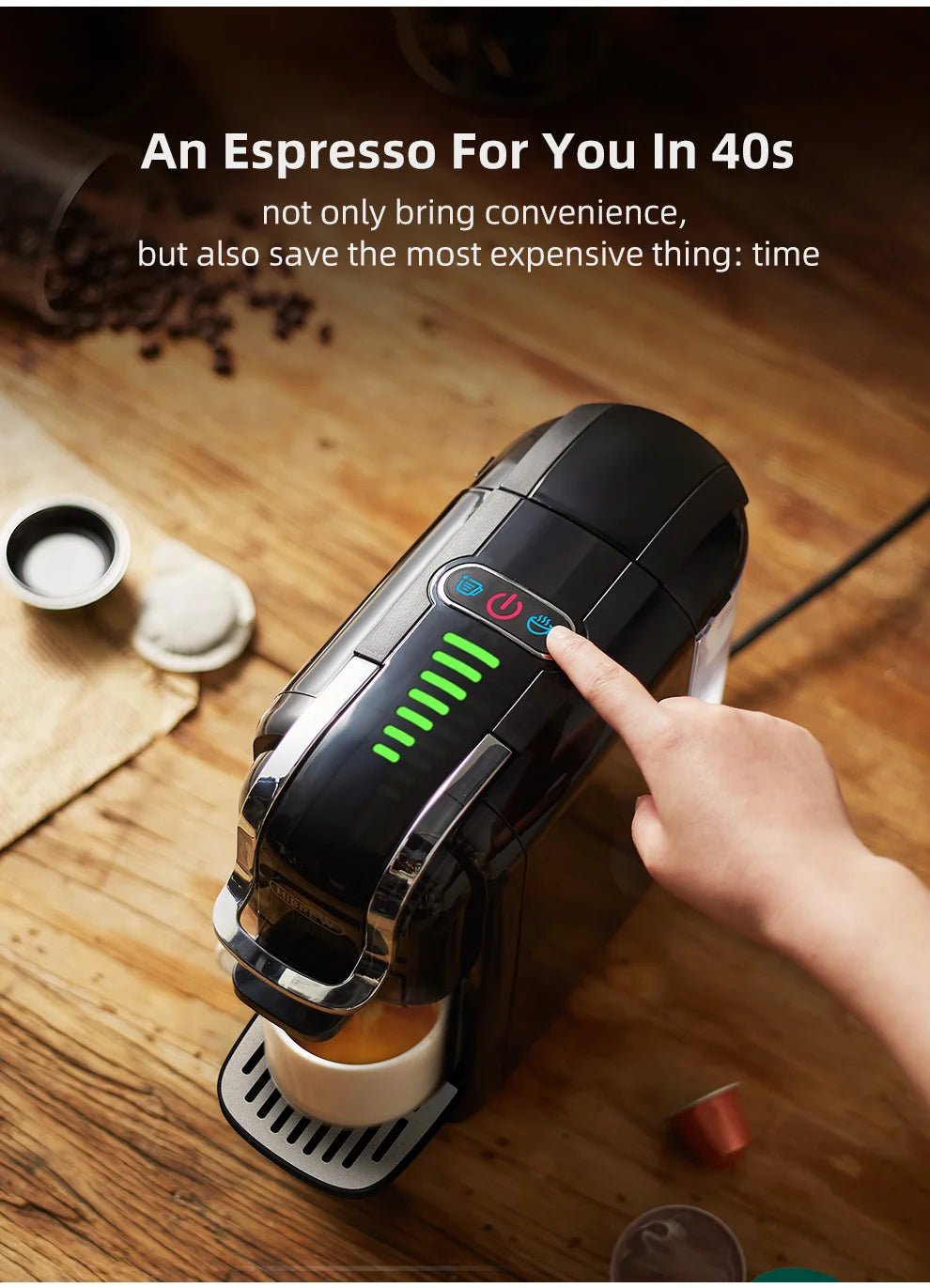 HiBREW Multiple Capsule Coffee Machine, Hot/Cold Dolce Gusto Milk Nespresso Capsule ESE Pod Ground Coffee Cafeteria 20Bar 5 in 1 - RealmSelect