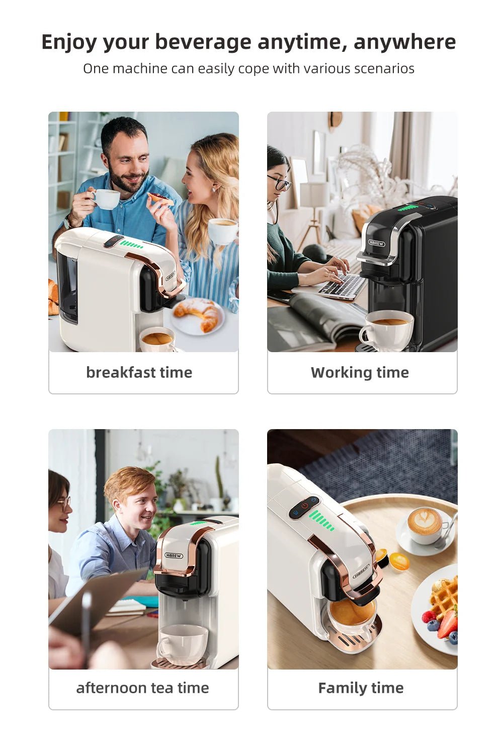 HiBREW Multiple Capsule Coffee Machine, Hot/Cold Dolce Gusto Milk Nespresso Capsule ESE Pod Ground Coffee Cafeteria 20Bar 5 in 1 - RealmSelect