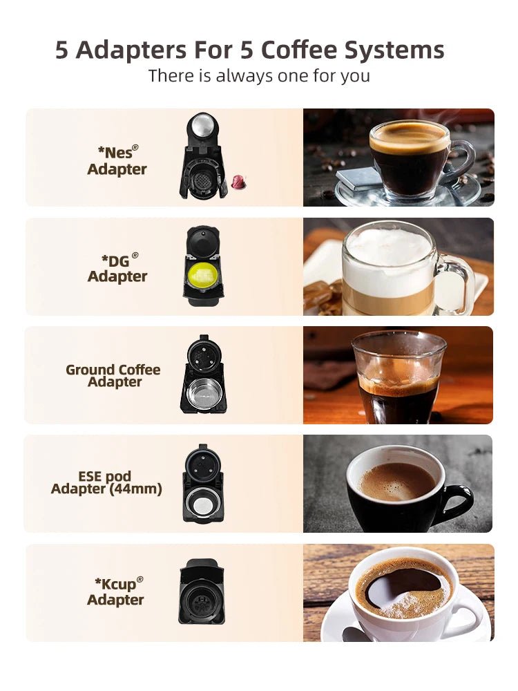 HiBREW Multiple Capsule Coffee Machine, Hot/Cold Dolce Gusto Milk Nespresso Capsule ESE Pod Ground Coffee Cafeteria 20Bar 5 in 1 - RealmSelect