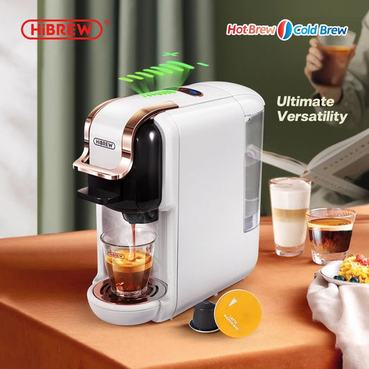 HiBREW Multiple Capsule Coffee Machine, Hot/Cold Dolce Gusto Milk Nespresso Capsule ESE Pod Ground Coffee Cafeteria 20Bar 5 in 1 - RealmSelect