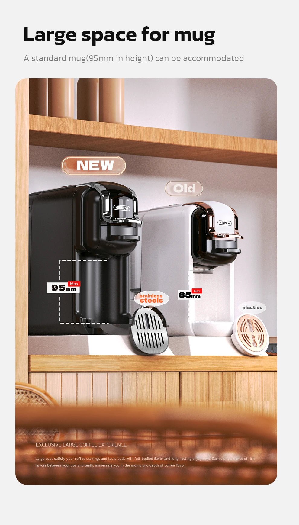 HiBREW Multiple Capsule Coffee Machine, Hot/Cold Dolce Gusto Milk Nespresso Capsule ESE Pod Ground Coffee Cafeteria 20Bar 5 in 1 - RealmSelect