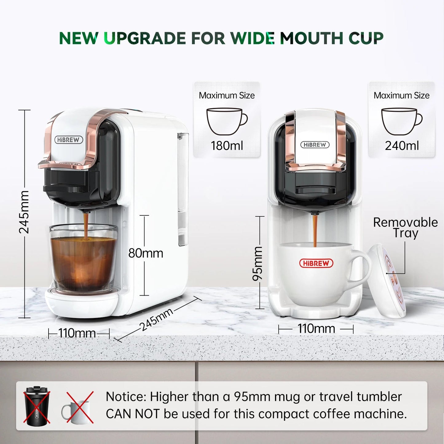 HiBREW Multiple Capsule Coffee Machine, Hot/Cold Dolce Gusto Milk Nespresso Capsule ESE Pod Ground Coffee Cafeteria 20Bar 5 in 1 - RealmSelect