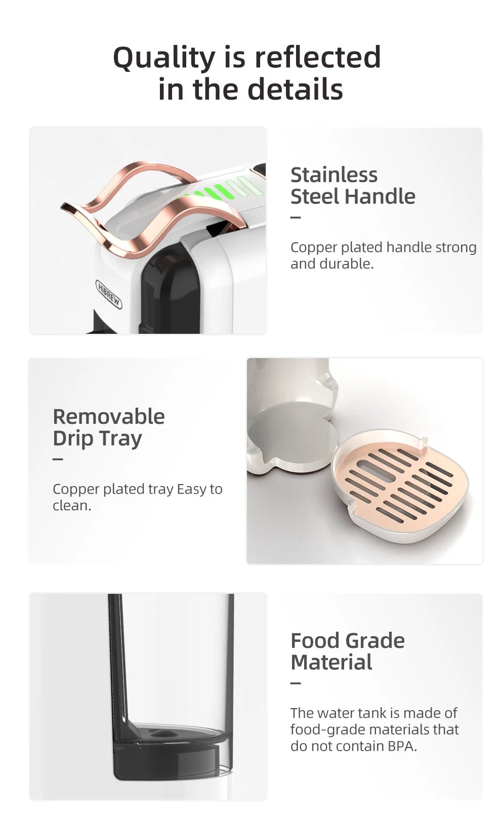 HiBREW Multiple Capsule Coffee Machine, Hot/Cold Dolce Gusto Milk Nespresso Capsule ESE Pod Ground Coffee Cafeteria 20Bar 5 in 1 - RealmSelect