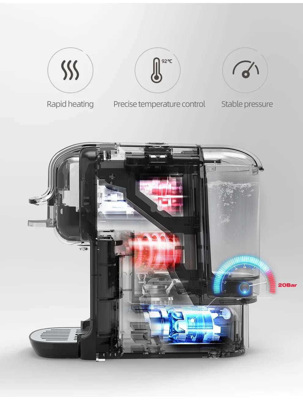 HiBREW Multiple Capsule Coffee Machine, Hot/Cold Dolce Gusto Milk Nespresso Capsule ESE Pod Ground Coffee Cafeteria 20Bar 5 in 1 - RealmSelect