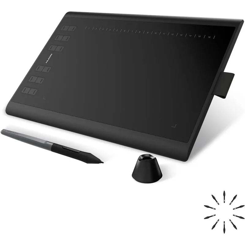 HUION Inspiroy H1060P Graphics Drawing Tablet with 8192 Pressure Sensitivity Battery - Free Stylus and 12 Customized Hot Keys, 10 - RealmSelect