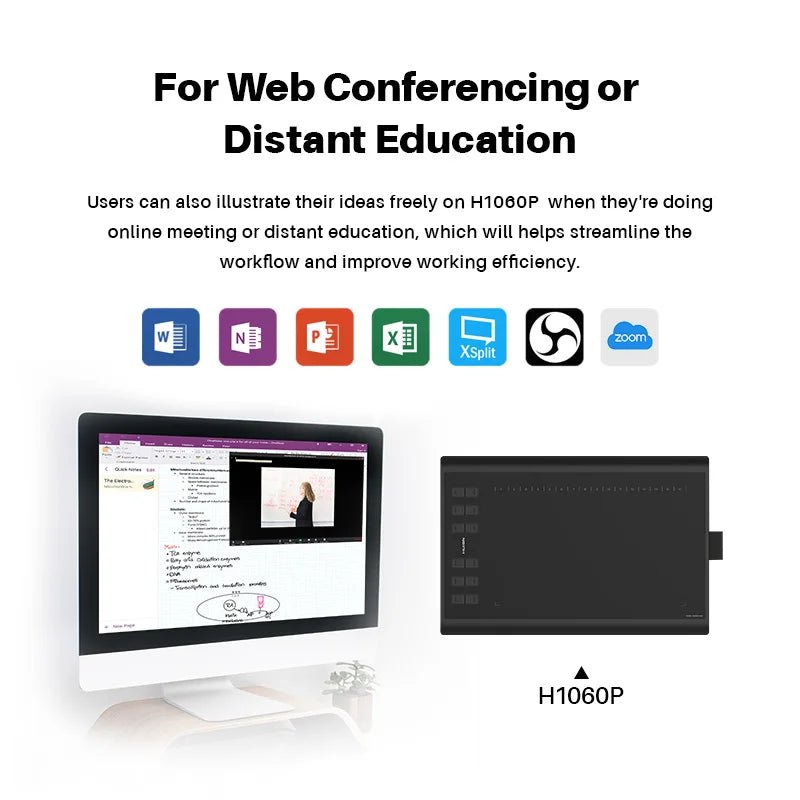 HUION Inspiroy H1060P Graphics Drawing Tablet with 8192 Pressure Sensitivity Battery - Free Stylus and 12 Customized Hot Keys, 10 - RealmSelect