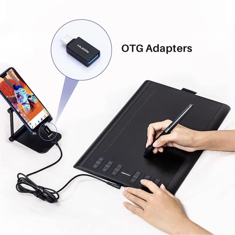 HUION Inspiroy H1060P Graphics Drawing Tablet with 8192 Pressure Sensitivity Battery - Free Stylus and 12 Customized Hot Keys, 10 - RealmSelect