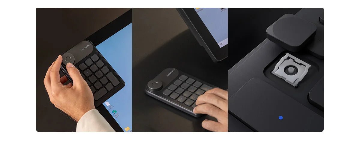 Huion K20 Keydial mini Keyboard for Drawing Tablet, PC and Phone,18 Keys Keyboard + Dial Controller,Upgraded version - RealmSelect