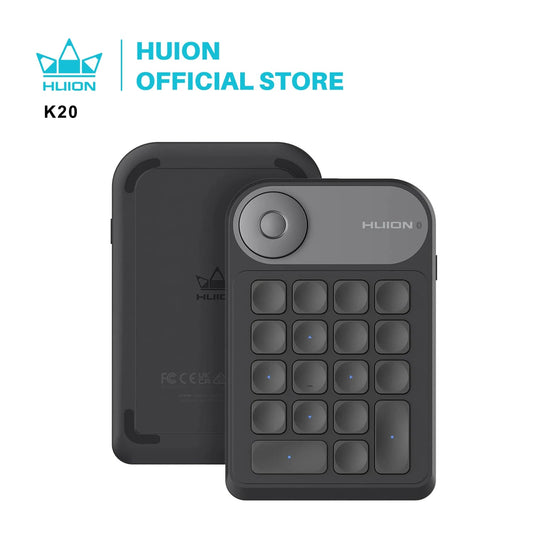 Huion K20 Keydial mini Keyboard for Drawing Tablet, PC and Phone,18 Keys Keyboard + Dial Controller,Upgraded version - RealmSelect