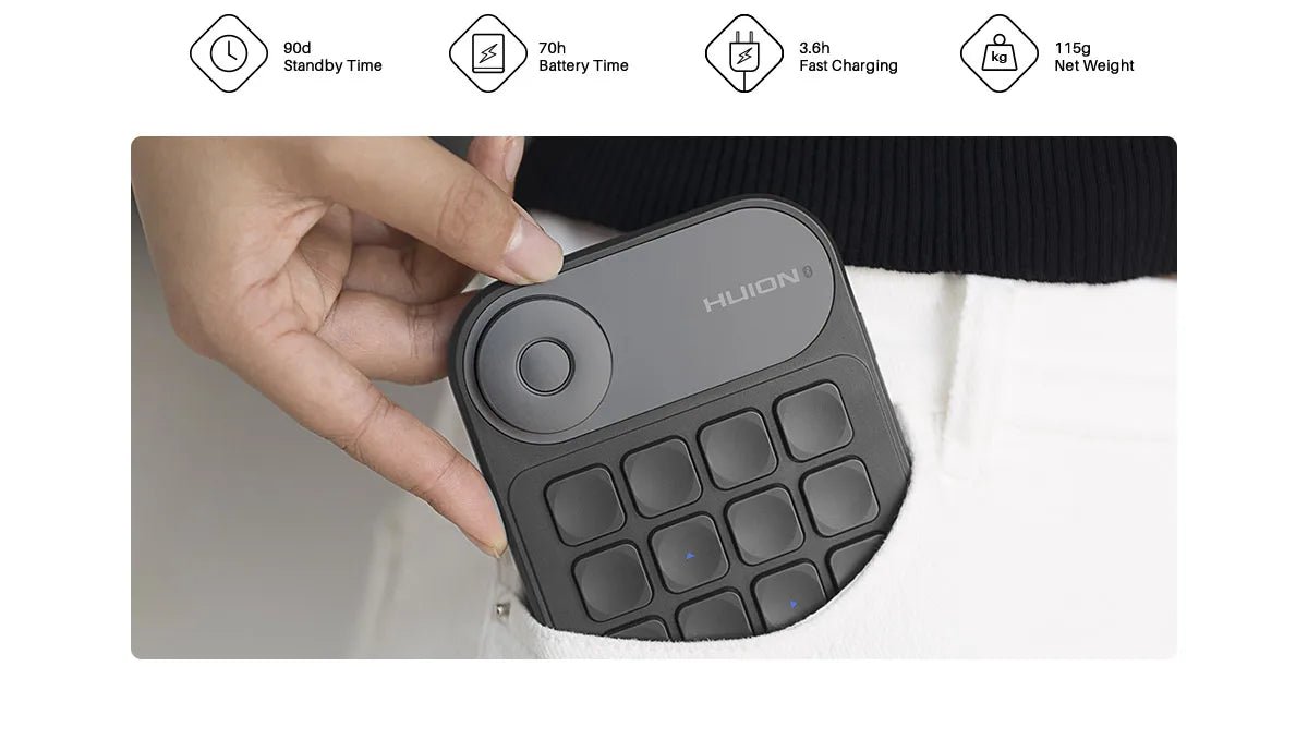 Huion K20 Keydial mini Keyboard for Drawing Tablet, PC and Phone,18 Keys Keyboard + Dial Controller,Upgraded version - RealmSelect