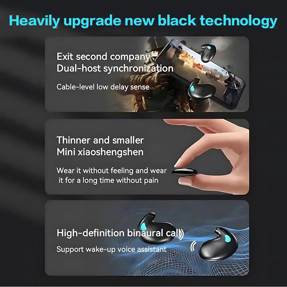 Invisible Bluetooth 5.3 Headphones Wireless Sleep Earphones HiFi Stero Noise Reduction Earbuds Sports Headsets for Xiaomi iPhone - RealmSelect