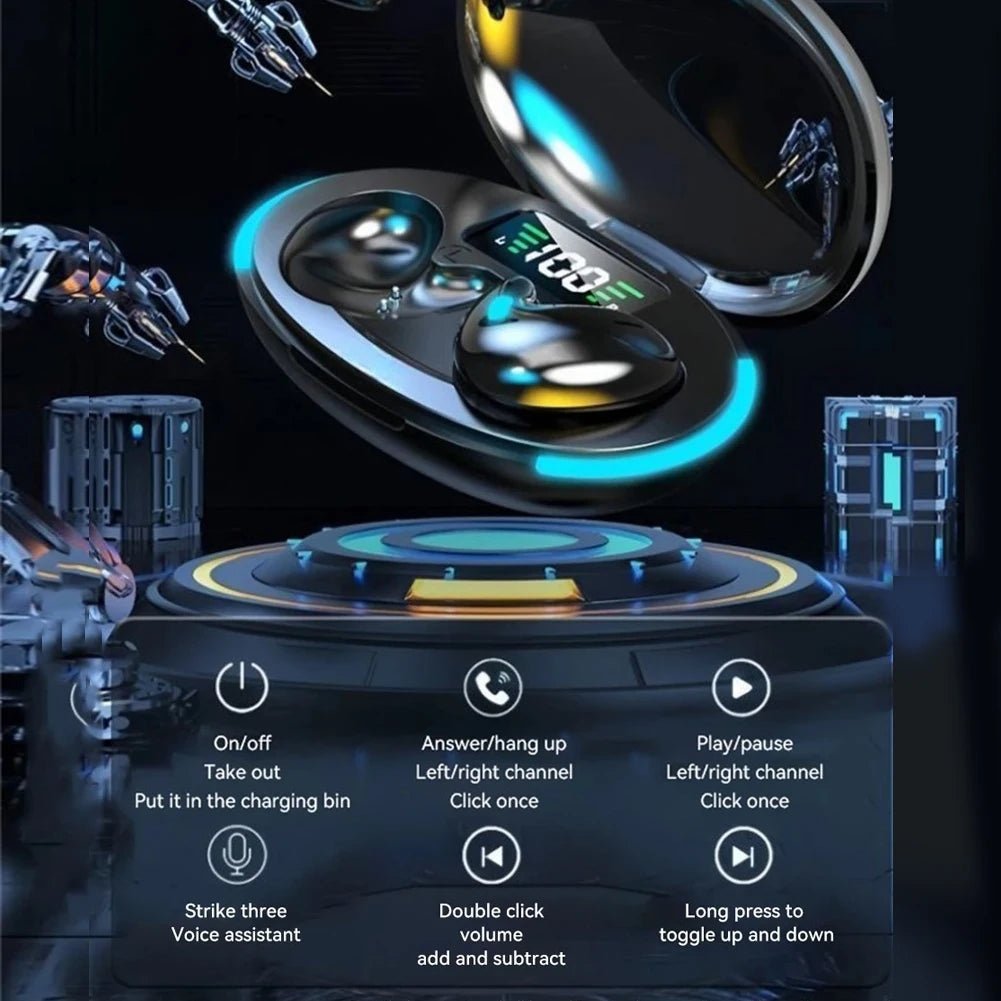 Invisible Bluetooth 5.3 Headphones Wireless Sleep Earphones HiFi Stero Noise Reduction Earbuds Sports Headsets for Xiaomi iPhone - RealmSelect