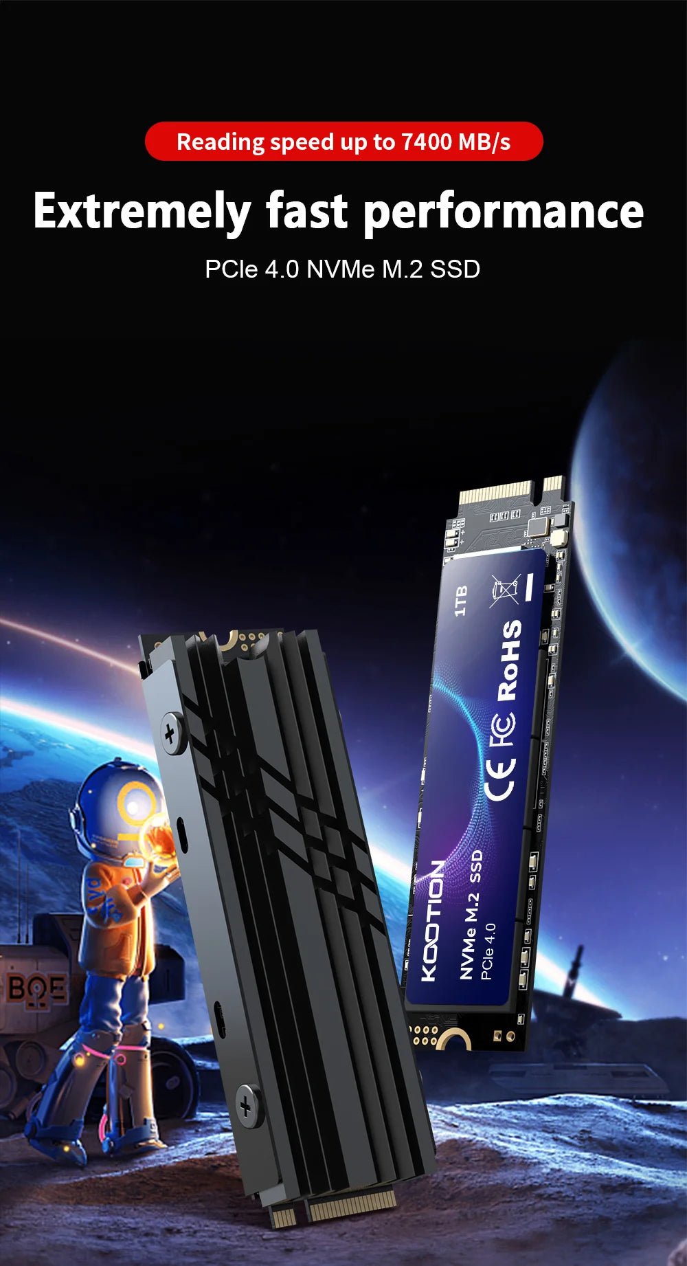 KOOTION X16Plus SSD NVMe M2 1TB 2TB 512GB Internal Solid State Hard Disk PCIe 4.0x4 2280 SSD M.2 Drive for PS5 Laptop PC - RealmSelect