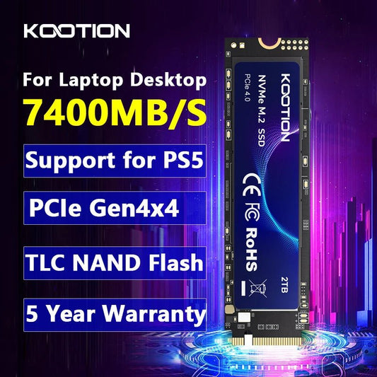 KOOTION X16Plus SSD NVMe M2 1TB 2TB 512GB Internal Solid State Hard Disk PCIe 4.0x4 2280 SSD M.2 Drive for PS5 Laptop PC - RealmSelect