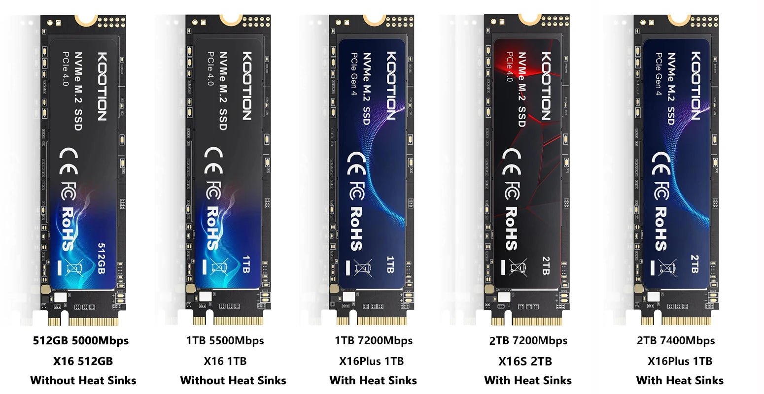 KOOTION X16Plus SSD NVMe M2 1TB 2TB 512GB Internal Solid State Hard Disk PCIe 4.0x4 2280 SSD M.2 Drive for PS5 Laptop PC - RealmSelect