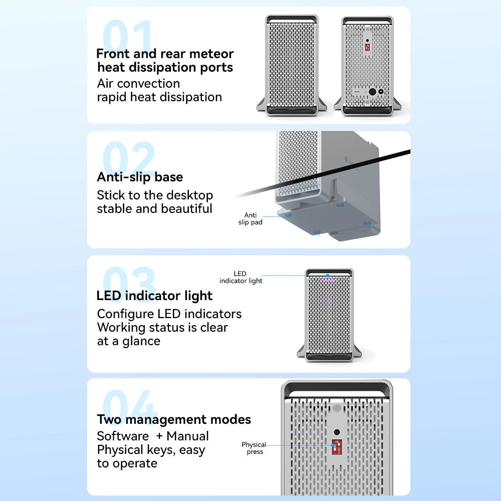 【Local Warehouse】Yottamaster 2 Bay Aluminum Alloy RAID USB3.1 10Gbps Hard Drive Enclosure 2.5" 3.5" SATA SSD/HDD External Case - RealmSelect