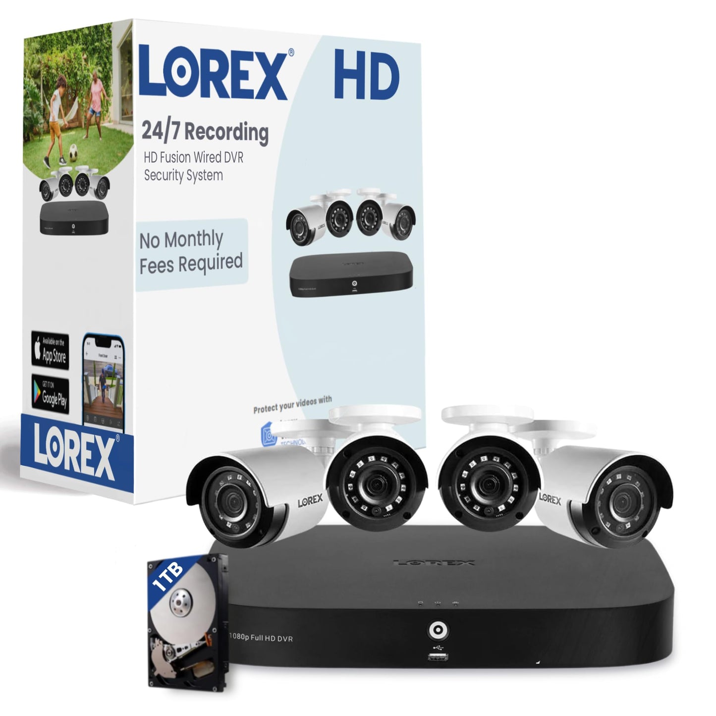 Lorex HD Security Camera System w/ 1TB DVR – 8 Channel Home Security System w/ 4 Analog Bullet Cameras – Smart Motion Detection, Long Range IR Night Vision, Weatherproof Surveillance - RealmSelect