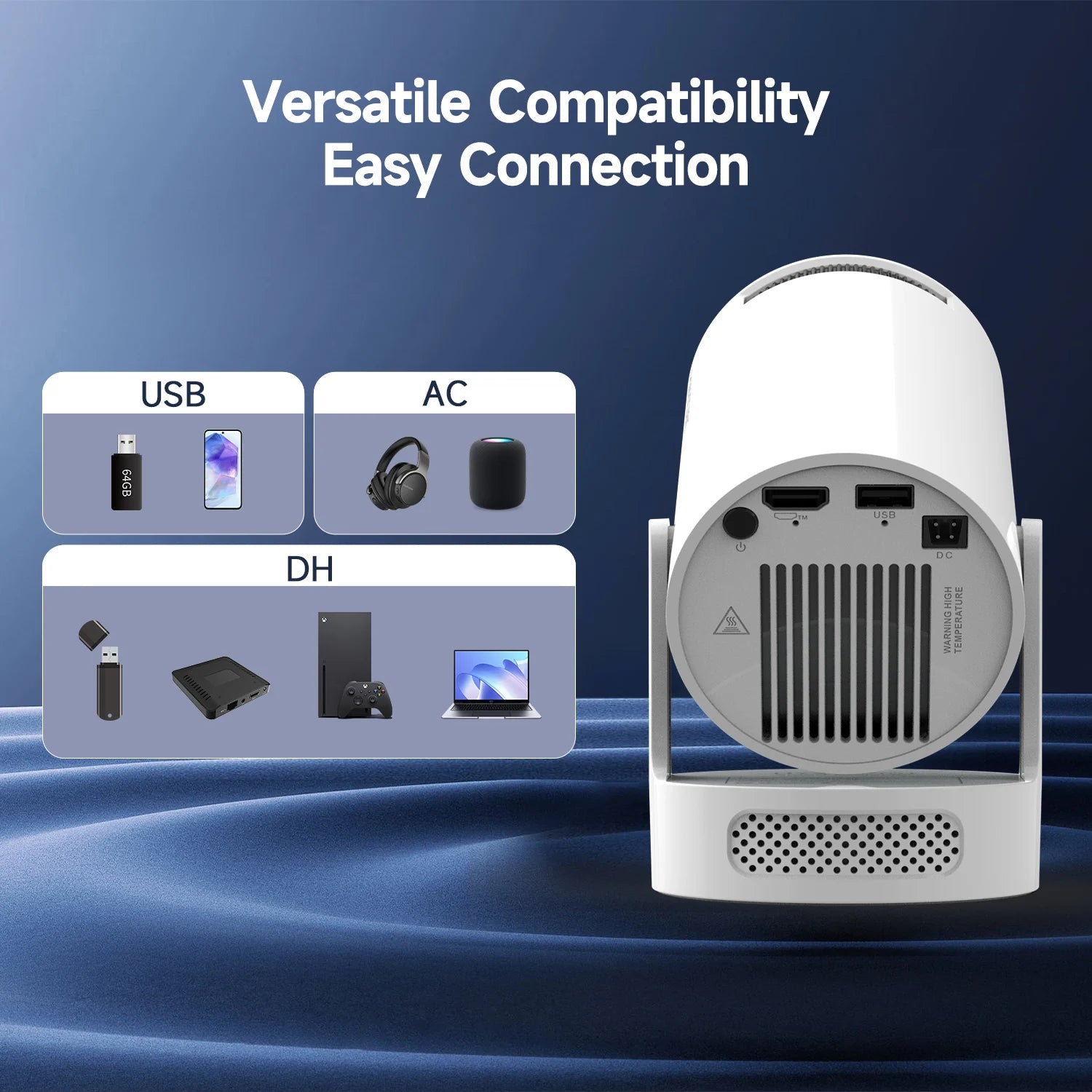 Magcubic HY300 Pro+ 4K Android 11 Portable Projector 8000 Lumens WiFi 6 BT5.4 Outdoor Theater 5W HiFi Speaker 720P HD Supported - RealmSelect