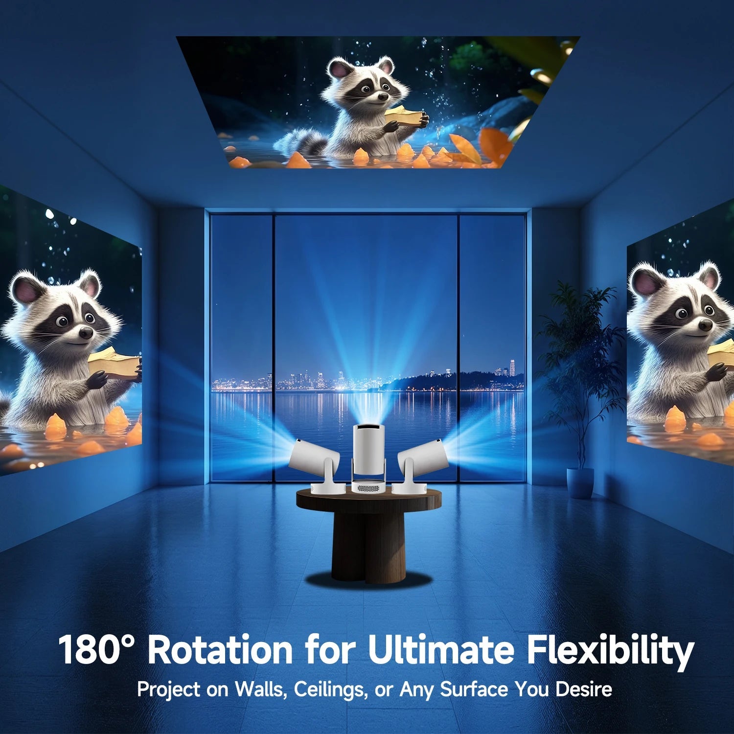Magcubic HY300 Pro+ 4K Android 11 Portable Projector 8000 Lumens WiFi 6 BT5.4 Outdoor Theater 5W HiFi Speaker 720P HD Supported - RealmSelect