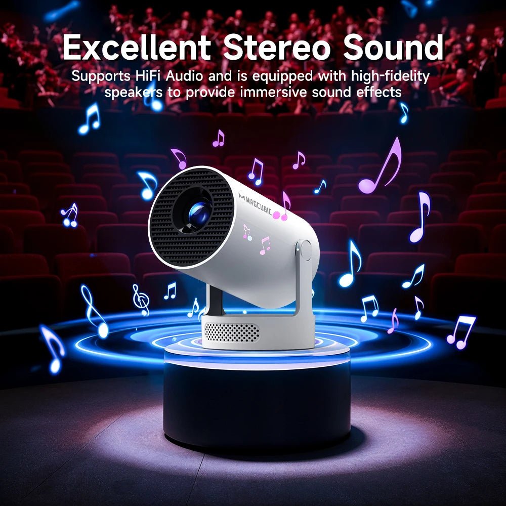 Magcubic HY300 Pro+ 4K Android 11 Portable Projector 8000 Lumens WiFi 6 BT5.4 Outdoor Theater 5W HiFi Speaker 720P HD Supported - RealmSelect