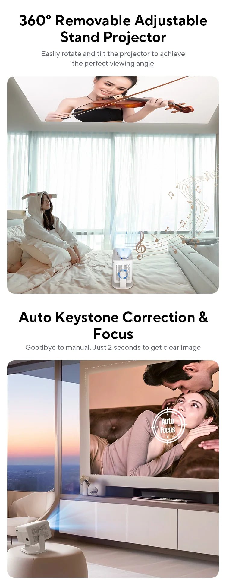 Magcubic Native 1080P 650ANSI 4K Android 11 L018 360° Projector With Auto Keystone Focus Air Mouse Wifi6 BT5.2 Portable Outdoor - RealmSelect