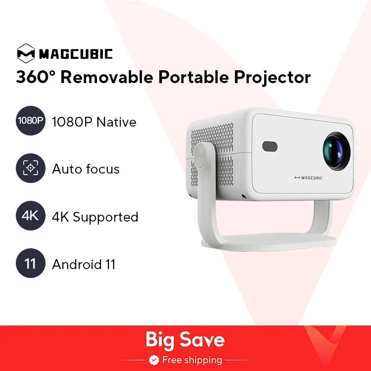 Magcubic Native 1080P 650ANSI 4K Android 11 L018 360° Projector With Auto Keystone Focus Air Mouse Wifi6 BT5.2 Portable Outdoor - RealmSelect