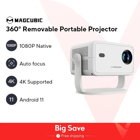 Magcubic Native 1080P 650ANSI 4K Android 11 L018 360° Projector With Auto Keystone Focus Air Mouse Wifi6 BT5.2 Portable Outdoor - RealmSelect