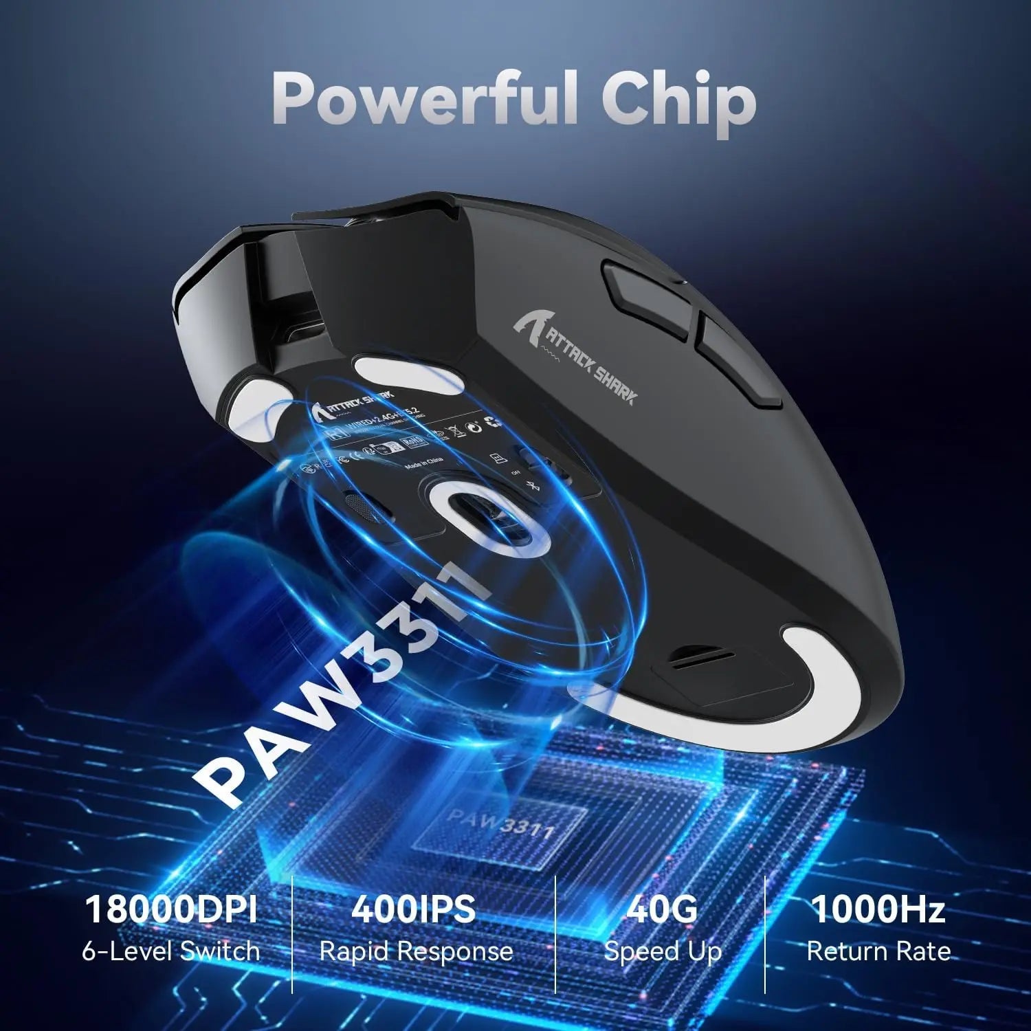 MAMBASNAKE x ATTACK SHARK R1 59g SUPERLIGHT Mouse, PixArt PAW3311 Gaming Sensor, BT/2.4G Wireless/Wired Gaming Mouse - RealmSelect