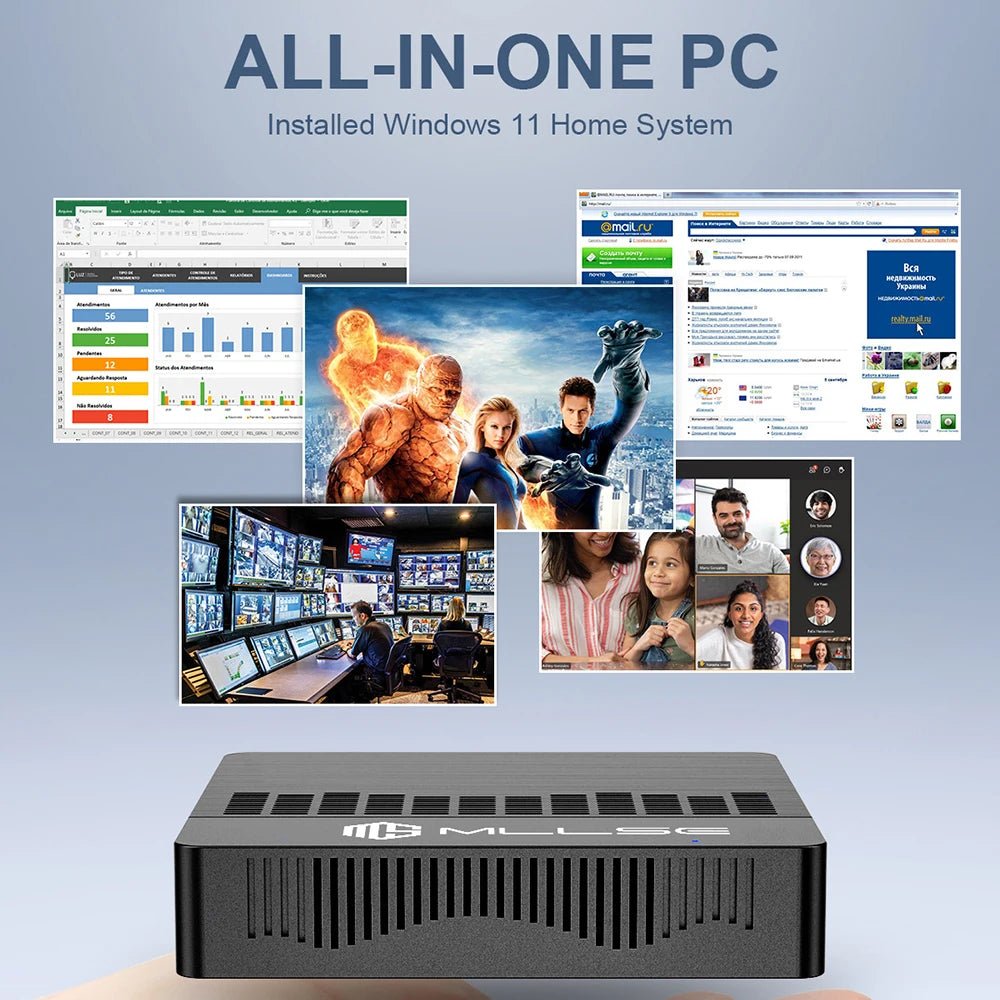 MLLSE Mini PC M2 Air Intel Gemini Lake N4000 Windows 11 6GB RAM 128GB ROM Dual - Band WiFi Bluetooth USB Mini Computer - RealmSelect