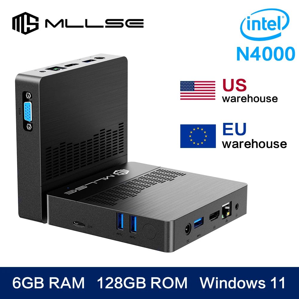 MLLSE Mini PC M2 Air Intel Gemini Lake N4000 Windows 11 6GB RAM 128GB ROM Dual - Band WiFi Bluetooth USB Mini Computer - RealmSelect