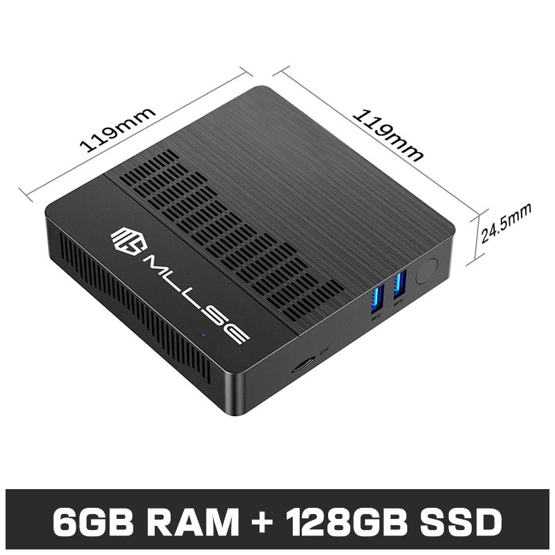 MLLSE Mini PC M2 Air Intel Gemini Lake N4000 Windows 11 6GB RAM 128GB ROM Dual - Band WiFi Bluetooth USB Mini Computer - RealmSelect