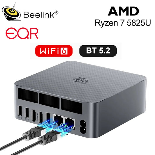 New Beelink Mini PC EQR5 AMD Ryzen7 5825U DDR4 32G 500G EQR5 Ryzen5 Pro 5650U 16G 500G SSD WiFi6 4K Type - C Gaming Mini Computer - RealmSelect