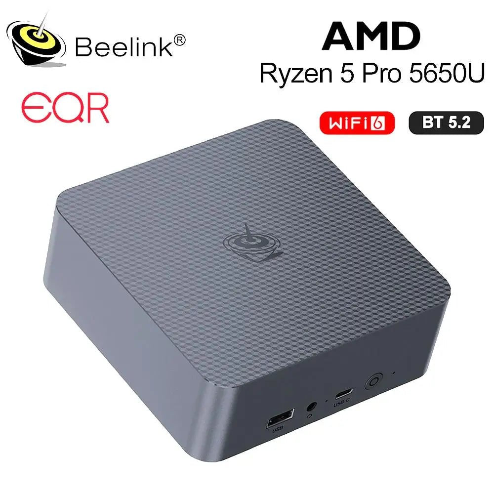 New Beelink Mini PC EQR5 AMD Ryzen7 5825U DDR4 32G 500G EQR5 Ryzen5 Pro 5650U 16G 500G SSD WiFi6 4K Type - C Gaming Mini Computer - RealmSelect