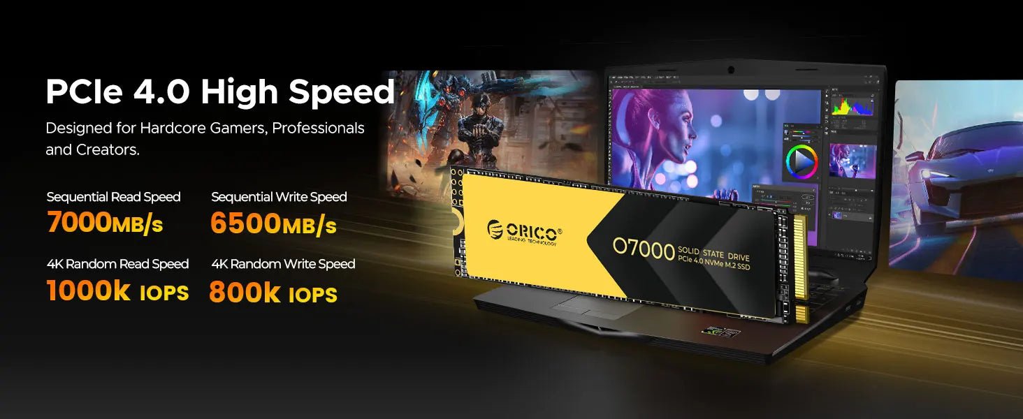 ORICO 2TB NVMe SSD PCIe 4.0 Up to 7400MB/s, M.2 SSD 2280 PCIe 4.0X4 Internal Solid State Drive SSD for Gamers and Creators - O7000 - RealmSelect