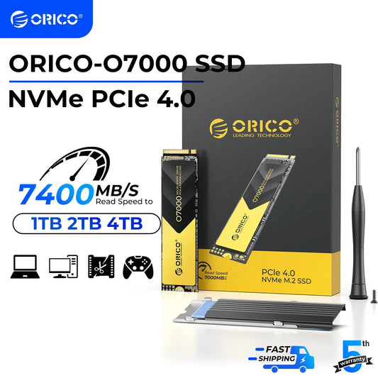 ORICO 2TB NVMe SSD PCIe 4.0 Up to 7400MB/s, M.2 SSD 2280 PCIe 4.0X4 Internal Solid State Drive SSD for Gamers and Creators - O7000 - RealmSelect