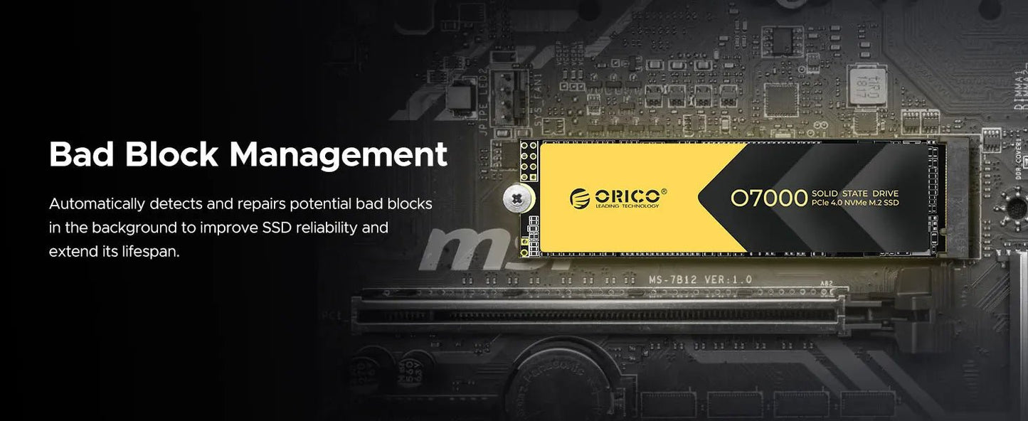 ORICO 2TB NVMe SSD PCIe 4.0 Up to 7400MB/s, M.2 SSD 2280 PCIe 4.0X4 Internal Solid State Drive SSD for Gamers and Creators - O7000 - RealmSelect