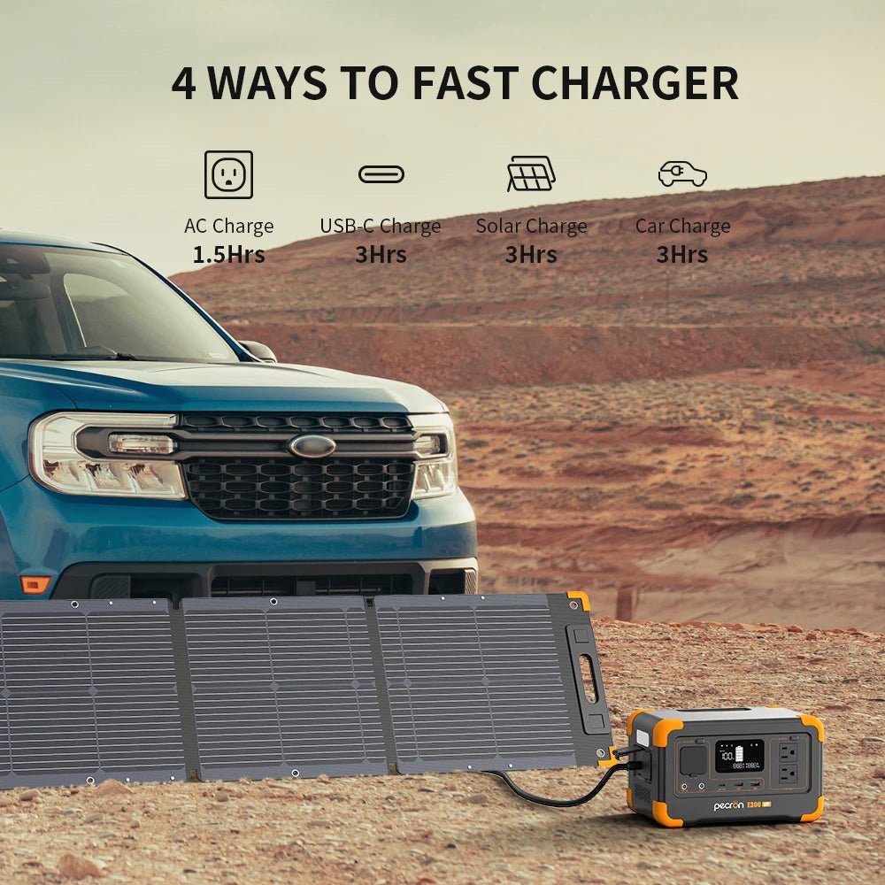 Pecron E300LFP Portable Power Station 600W 288Wh LiFePO4 Battery Solar Generator Power Bank Fast Charging for Home , RV, Camping - RealmSelect