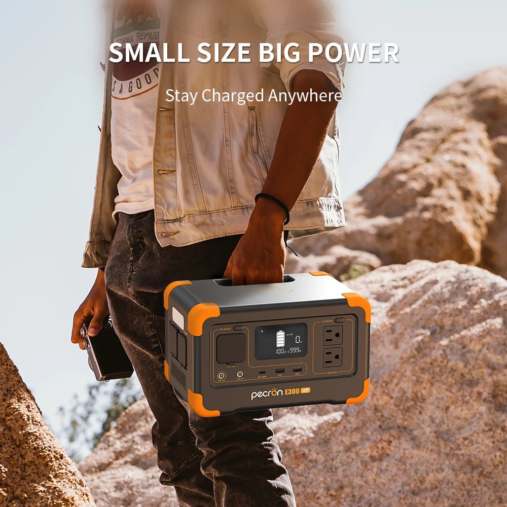 Pecron E300LFP Portable Power Station 600W 288Wh LiFePO4 Battery Solar Generator Power Bank Fast Charging for Home , RV, Camping - RealmSelect