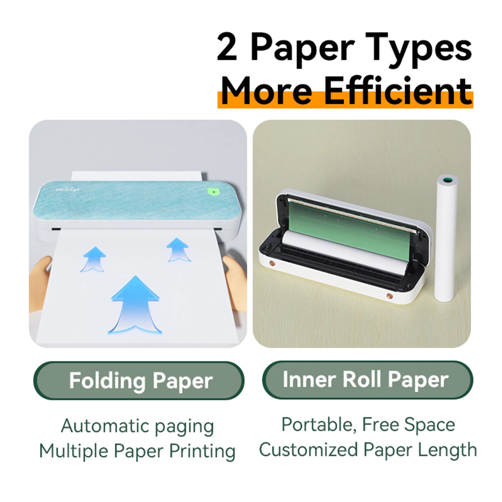 PeriPage A40 A4 Printer Wirless Printer USB Android BT Printing PDF File Webpage Contract Picture with 10 Rolls Thermal Paper - RealmSelect