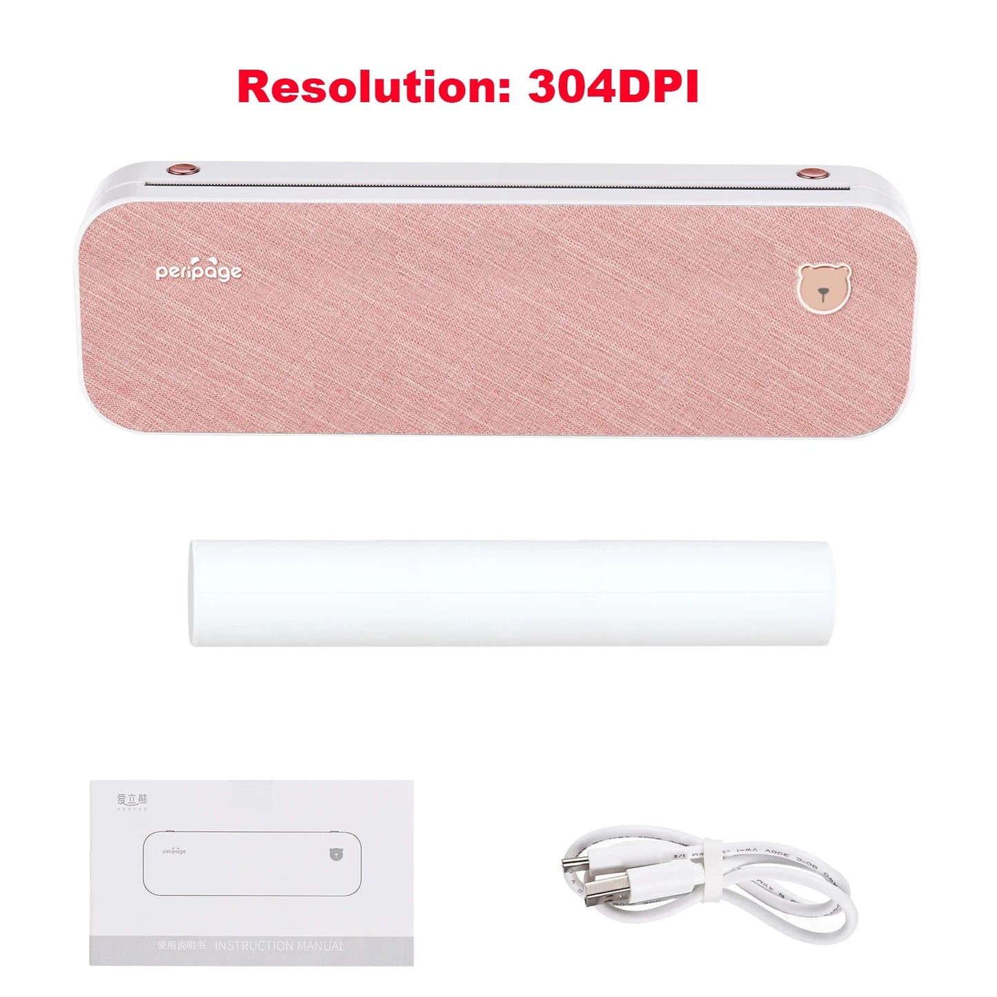 PeriPage A40 A4 Printer Wirless Printer USB Android BT Printing PDF File Webpage Contract Picture with 10 Rolls Thermal Paper - RealmSelect