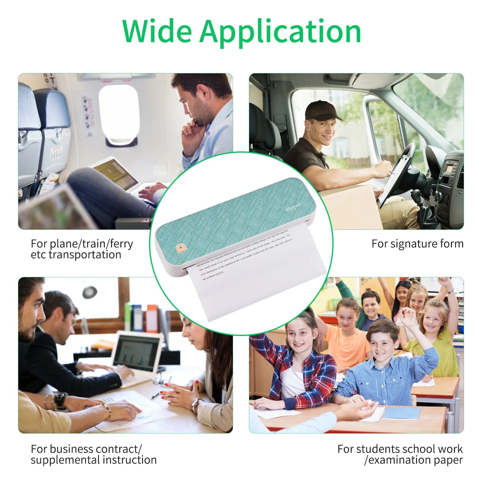 PeriPage A40 A4 Printer Wirless Printer USB Android BT Printing PDF File Webpage Contract Picture with 10 Rolls Thermal Paper - RealmSelect