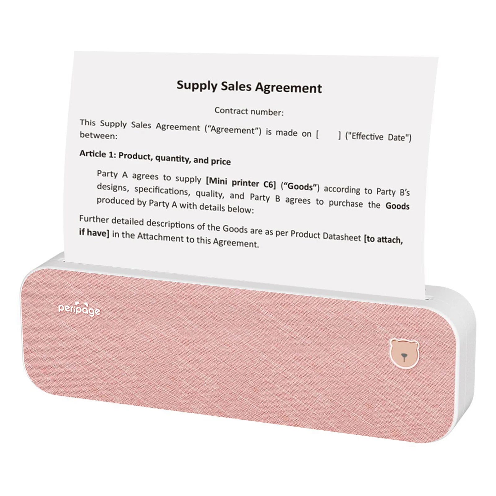 PeriPage A40 A4 Printer Wirless Printer USB Android BT Printing PDF File Webpage Contract Picture with 10 Rolls Thermal Paper - RealmSelect