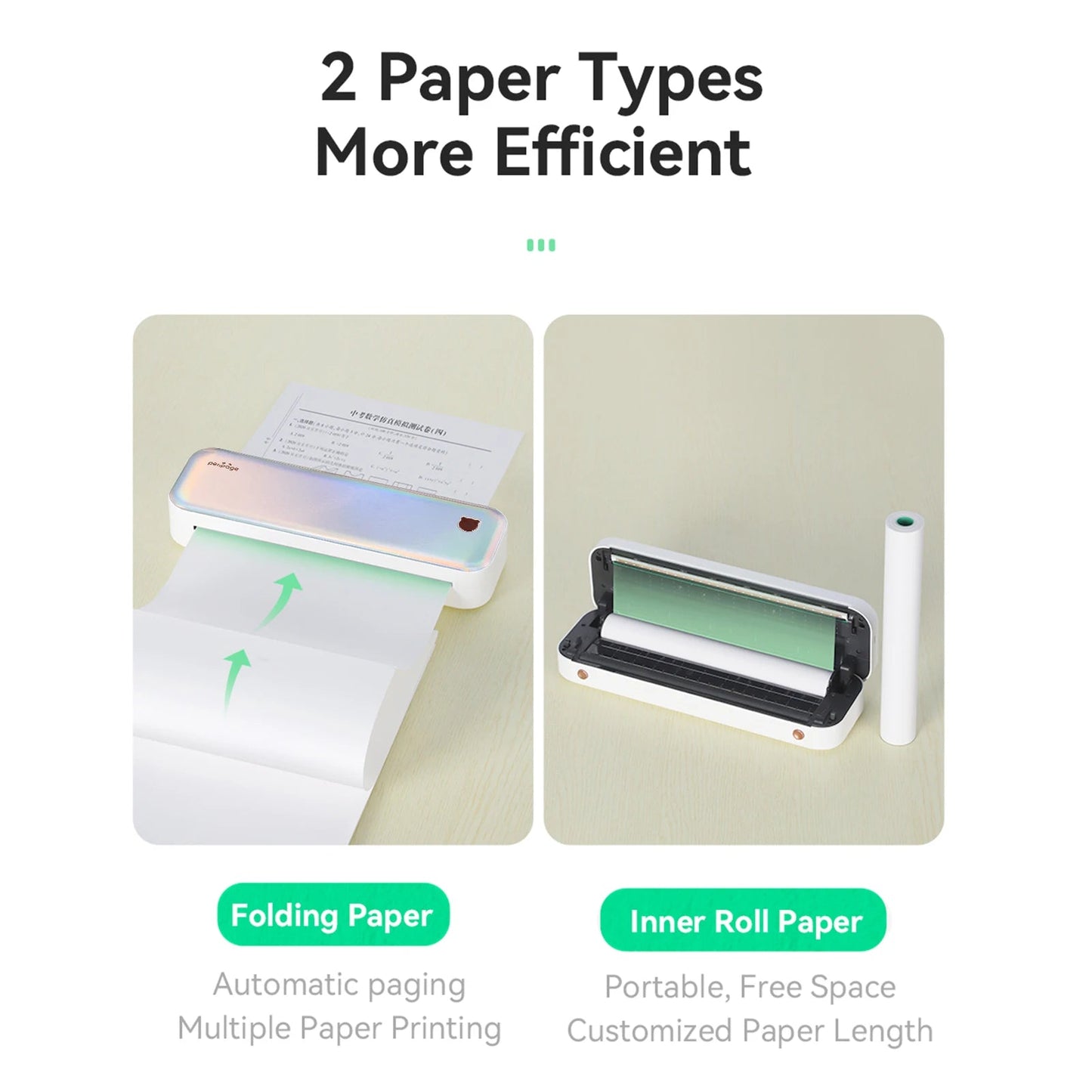 PeriPage A40 A4 Printer Wirless Printer USB Android BT Printing PDF File Webpage Contract Picture with 10 Rolls Thermal Paper - RealmSelect