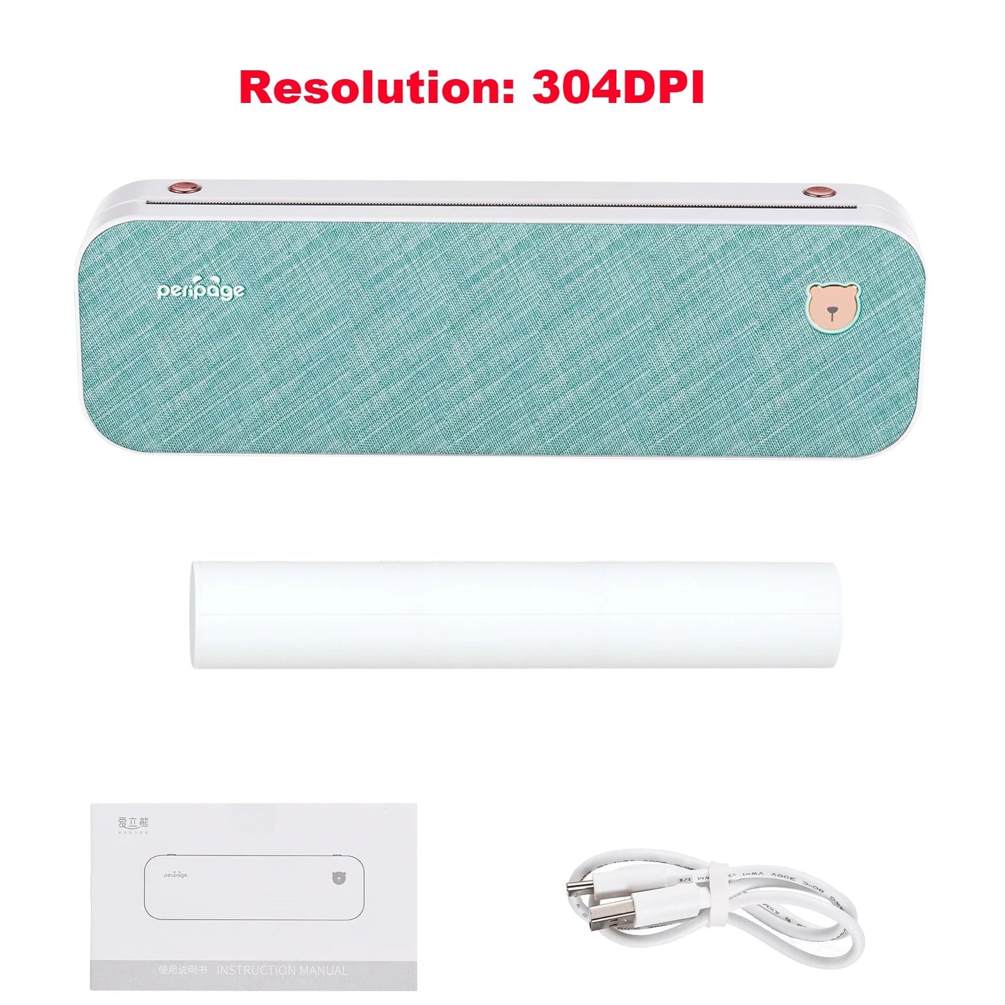 PeriPage A40 A4 Printer Wirless Printer USB Android BT Printing PDF File Webpage Contract Picture with 10 Rolls Thermal Paper - RealmSelect
