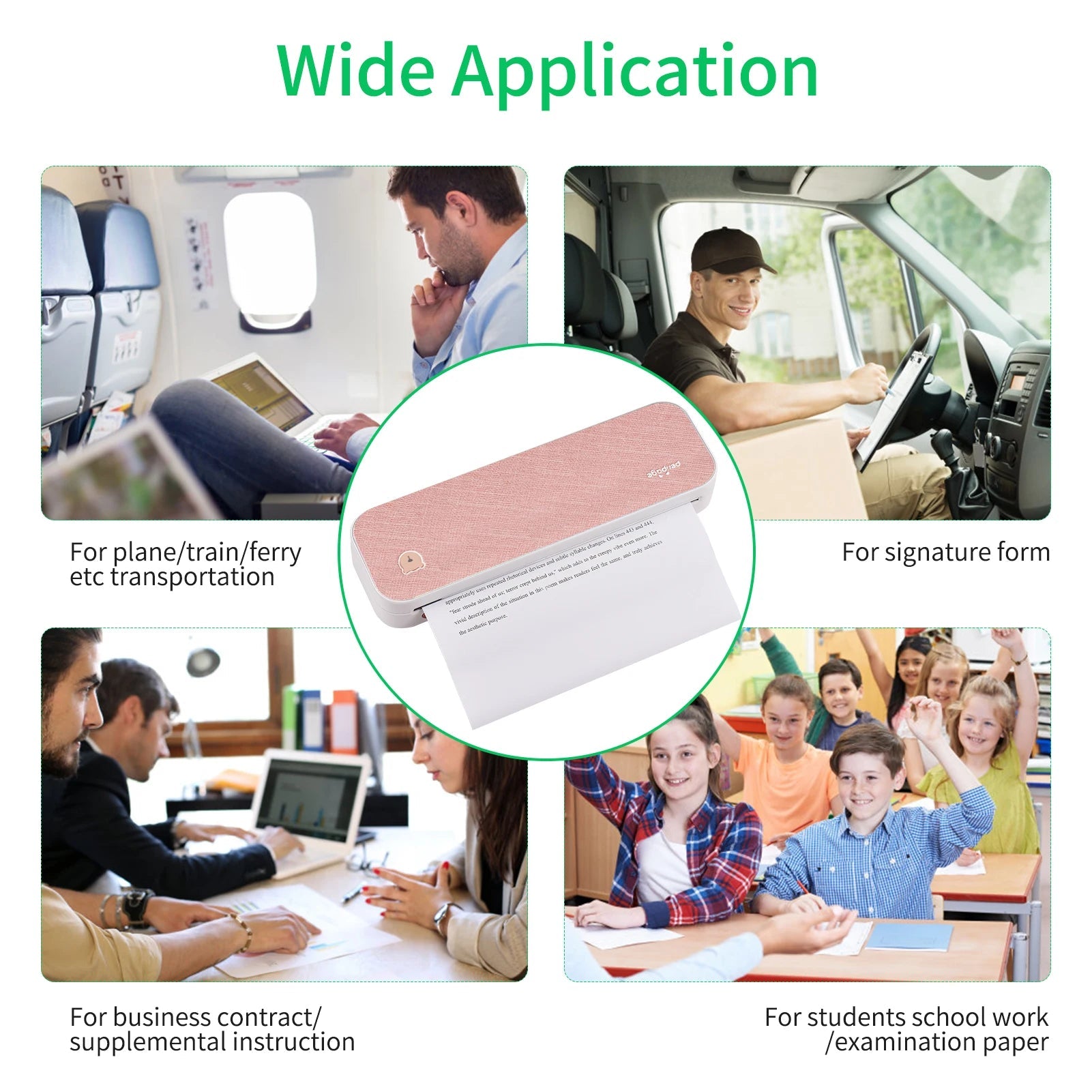 PeriPage A40 A4 Printer Wirless Printer USB Android BT Printing PDF File Webpage Contract Picture with 10 Rolls Thermal Paper - RealmSelect