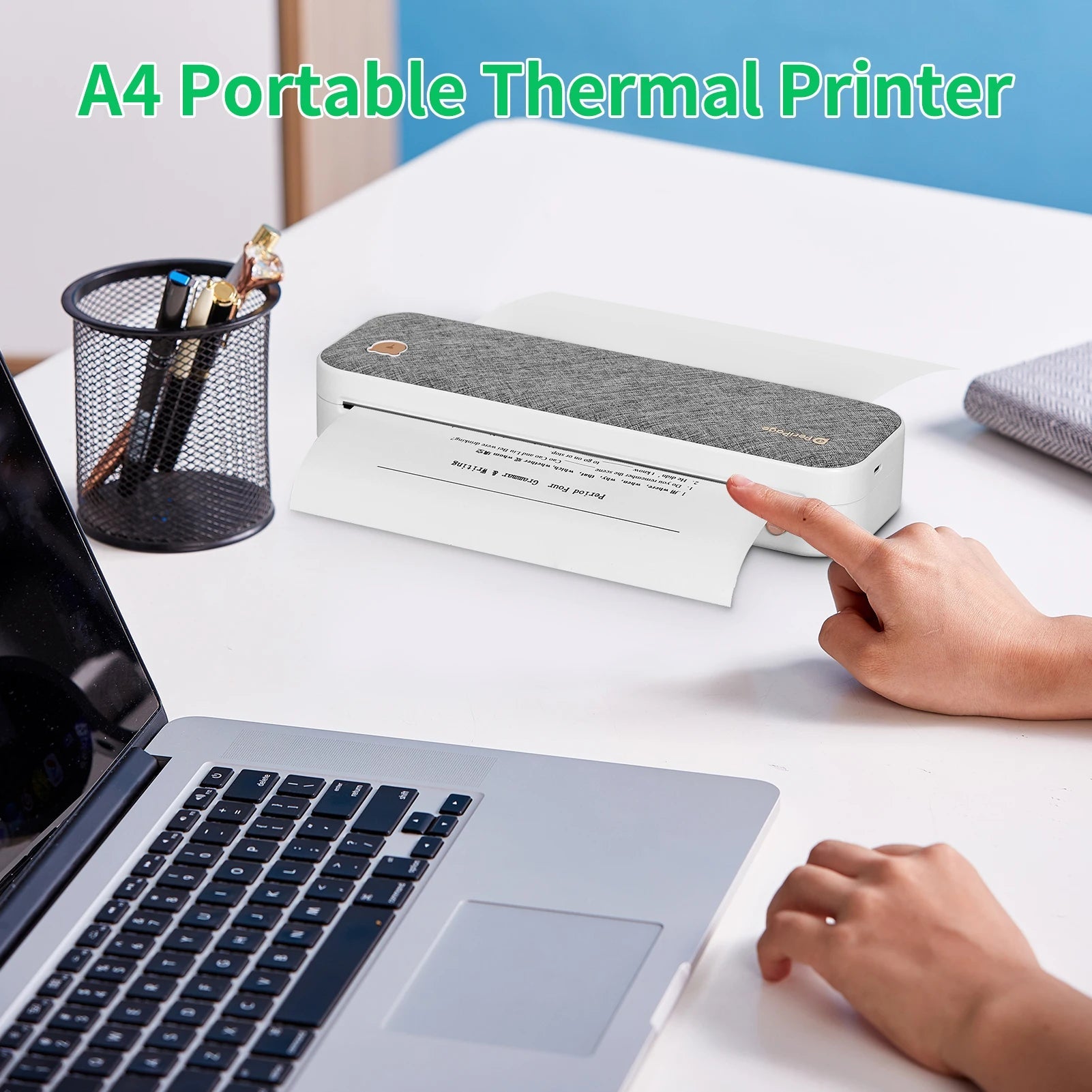 PeriPage A40 A4 Printer Wirless Printer USB Android BT Printing PDF File Webpage Contract Picture with 10 Rolls Thermal Paper - RealmSelect